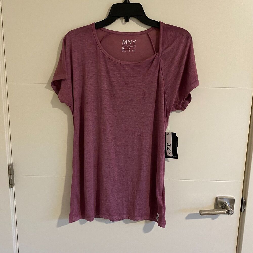 Marc New York Performance Women's NWT Wild Berry Asymmetrical Neck Tee Small MNY